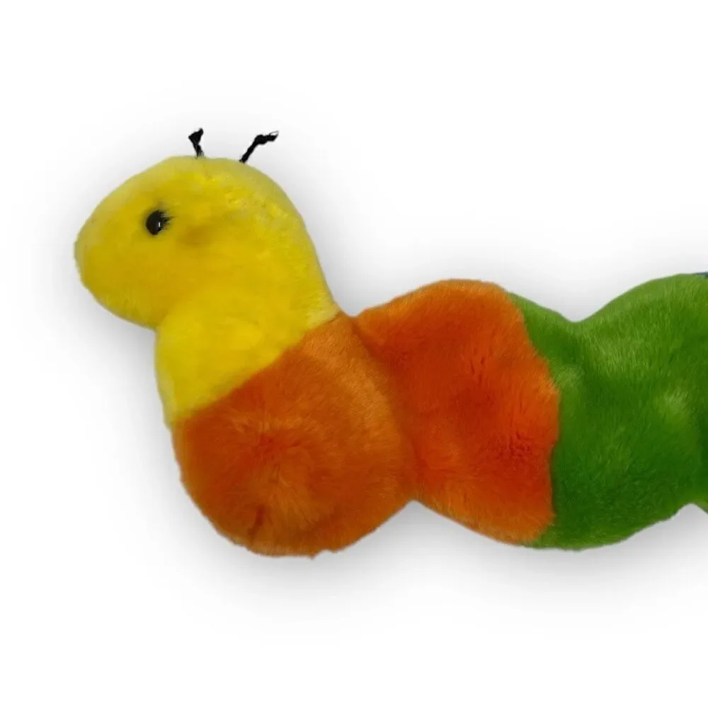 Vintage Ty Beanie Buddy 'Inch' the Rainbow Inchworm 14” No Tag Stuffed Plush